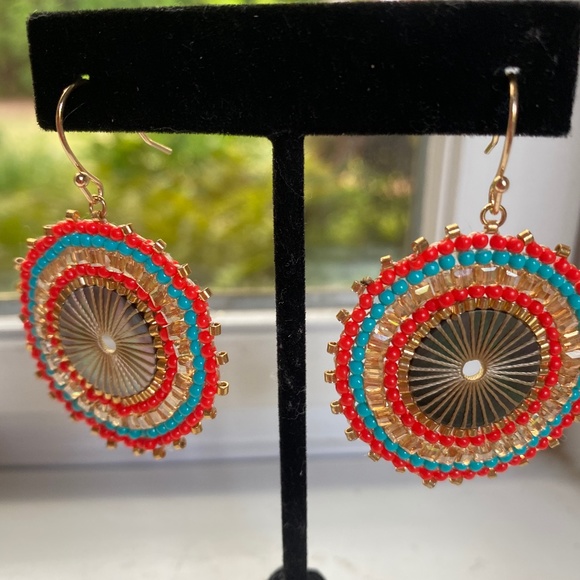 Anthropologie Rush Beaded Hoop Earrings - Picture 5 of 5